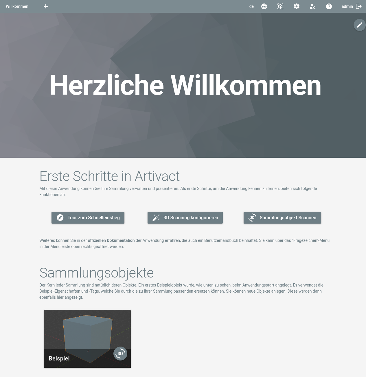 artivact-welcome-page